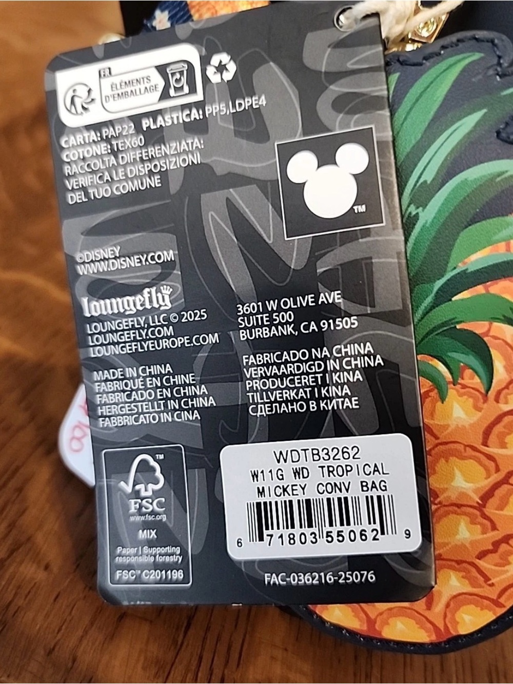 NEW Loungefly Aloha Mickey Convertible Backpack Tropical Sequin Ears Pineapples - Picture 10 of 10